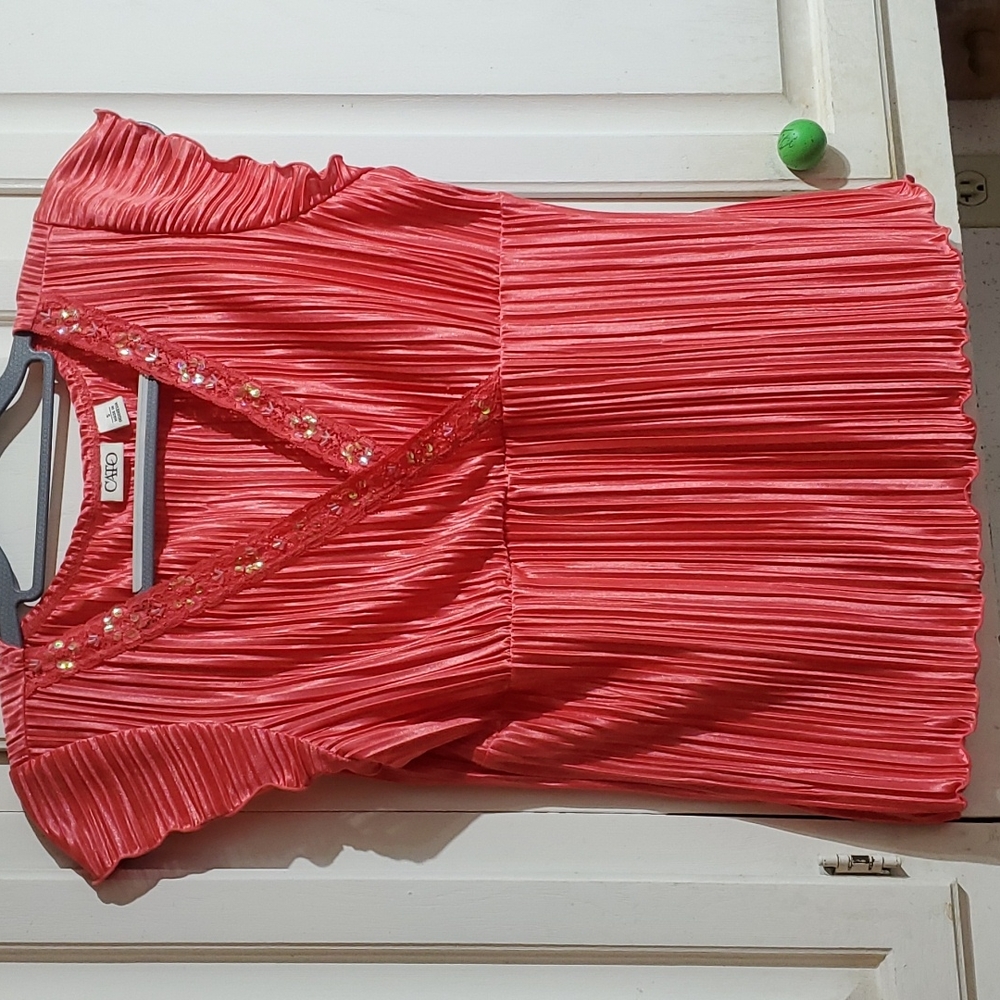 Coral dress blouse